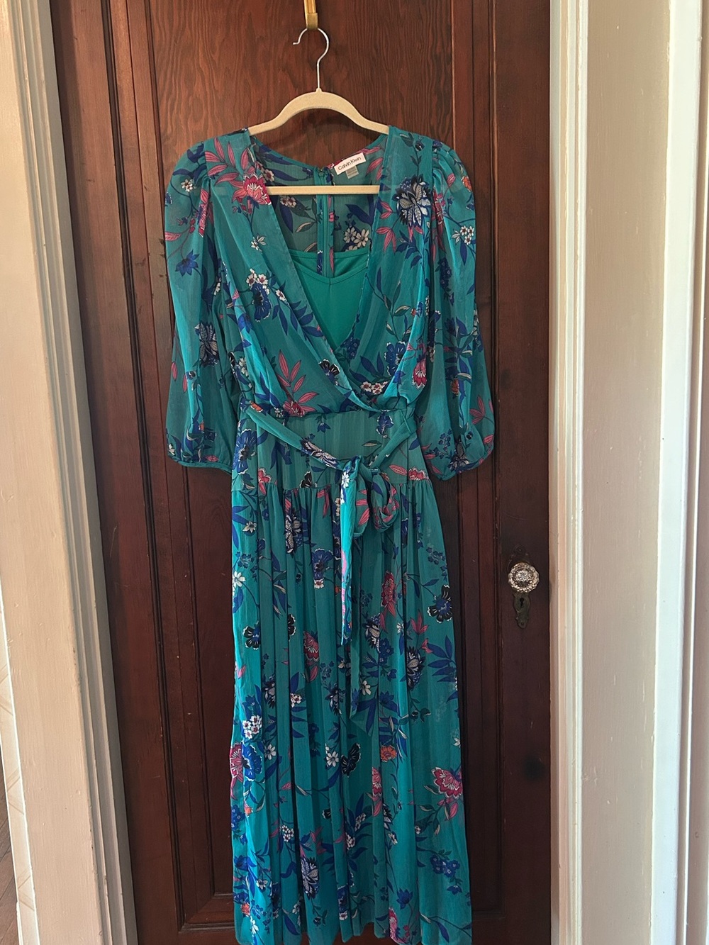 Calvin Klein Floral (faux) Wrap Dress